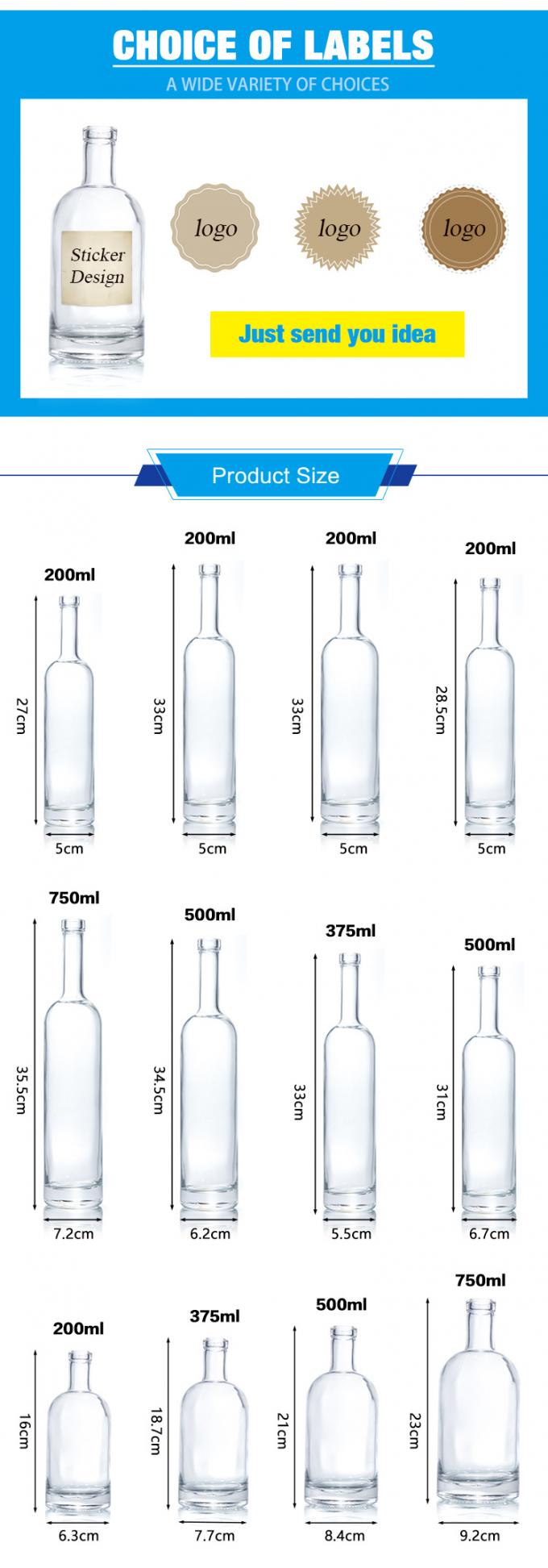Дешевая цена750ml Флинтовые стеклянные бутылки с алкоголем на заказ для коктейлей виски ром 7