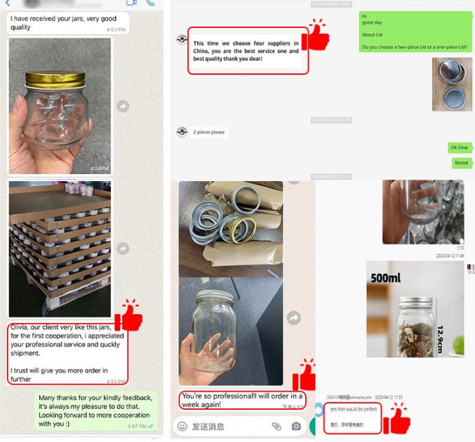 Контейнер для хранения пищи 8 унций 16 унций Стеклянная бутылка с крышками 9