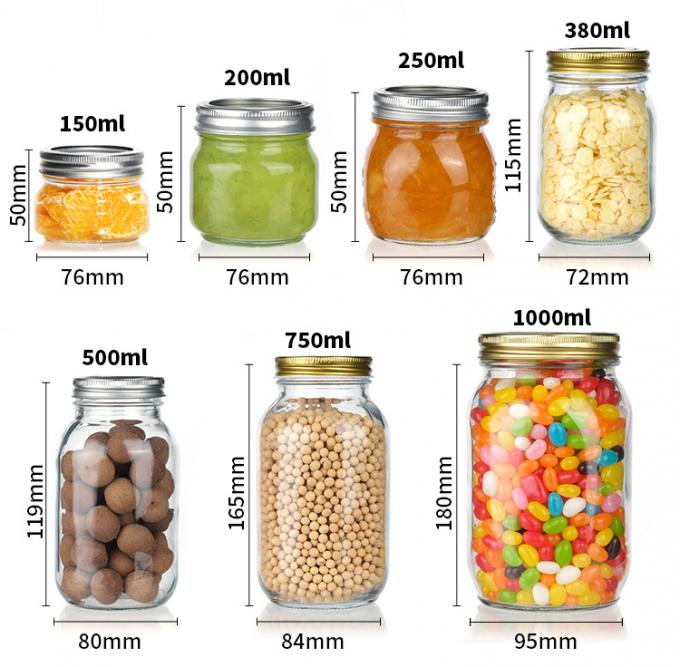 Новый дизайн пищевых стеклянных Mason Jar Clear 450ml 250ml Mini Jar с крышками 1