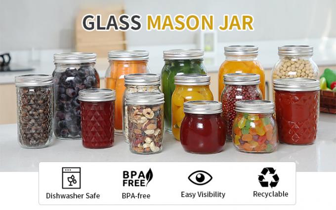 Новый дизайн пищевых стеклянных Mason Jar Clear 450ml 250ml Mini Jar с крышками 0