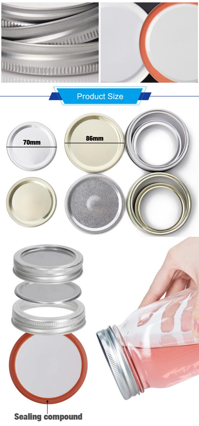 Оптовая продажа 70 мм отдельная консервировка Mason Jar Tinplate Screw Lid для домашнего консервирования 2