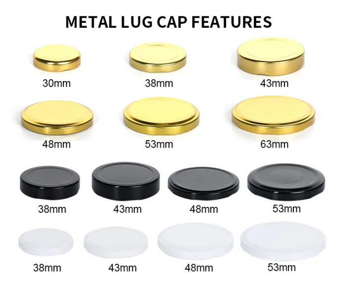 Золото Серебро Свернуть Офф Jar Lids 38 мм Lug Cap на заказ 1