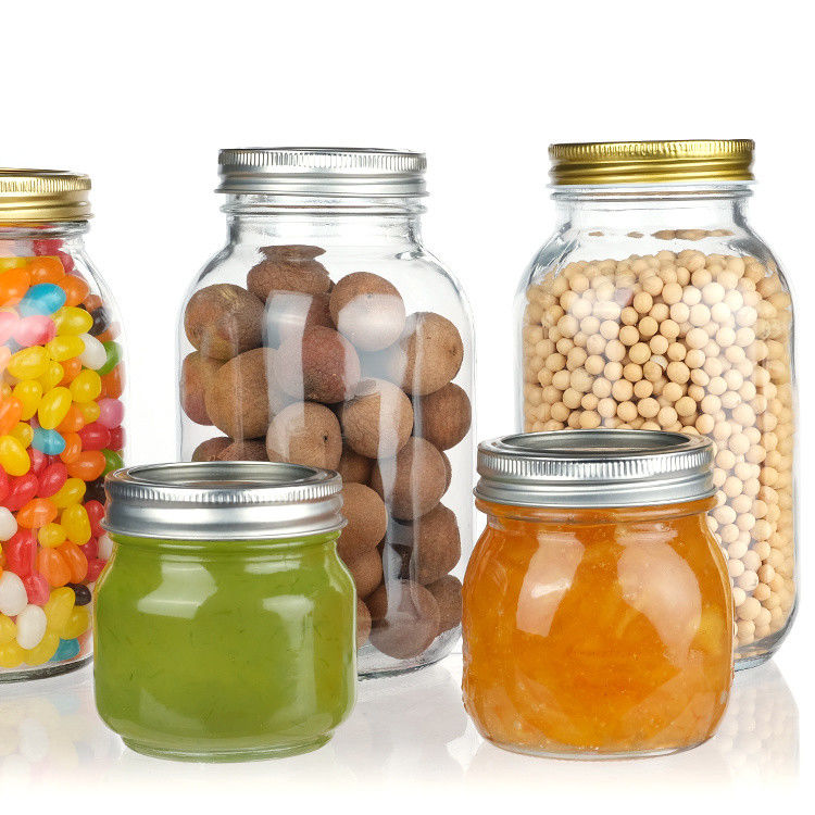 Низкая цена Круглая формаКарашка Прозрачное стекло Mason Jar с крышкой Хранение Пустая стеклянная банка
