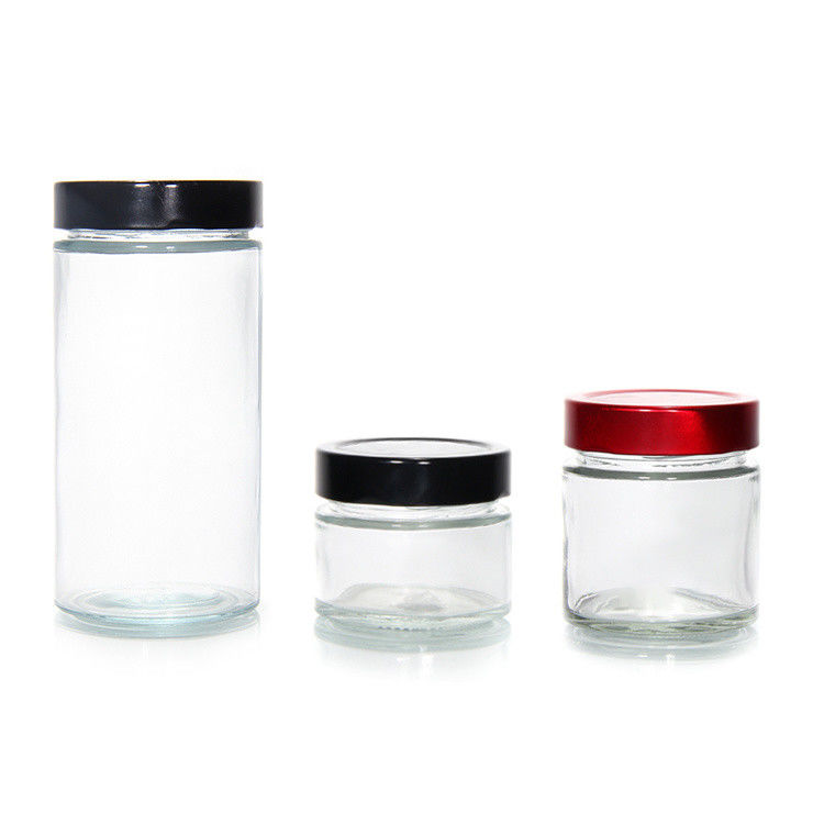Прозрачный круглый 4oz 8oz 16oz 12oz 20oz стеклянный бантик стеклянный контейнер с глубокой металлической крышкой