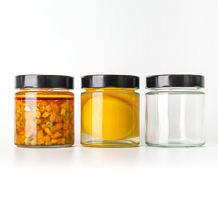 Продовольственная упаковка 4oz 6oz 9oz 13oz 17oz прозрачные стеклянные бутылки с крышкой полный набор замороженные стеклянные банки с металлической крышкой
